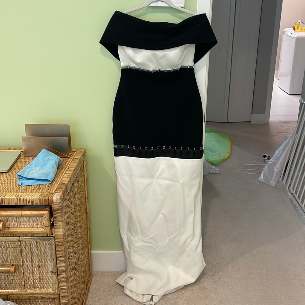Mugler black and white tie gown US 8
